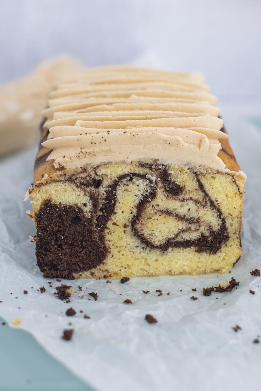 The Best Marble Loaf Cake with Peanut Butter Buttercream - Cake by Courtney