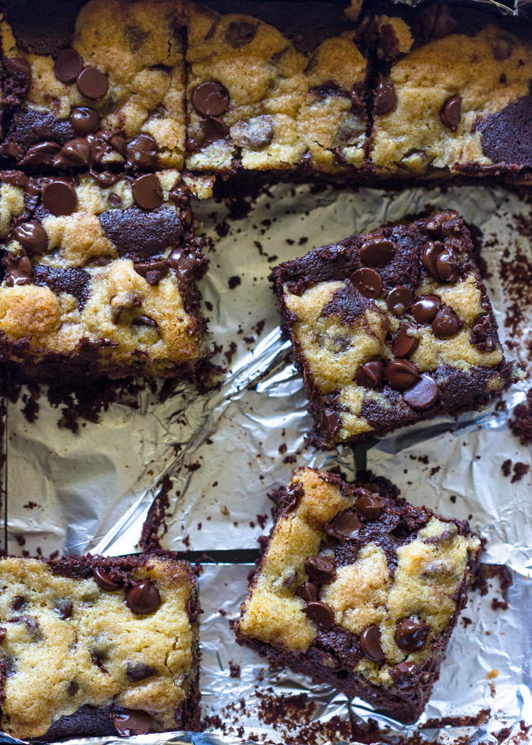 Chocolate Chip Cookie Brownies | Gimme Delicious